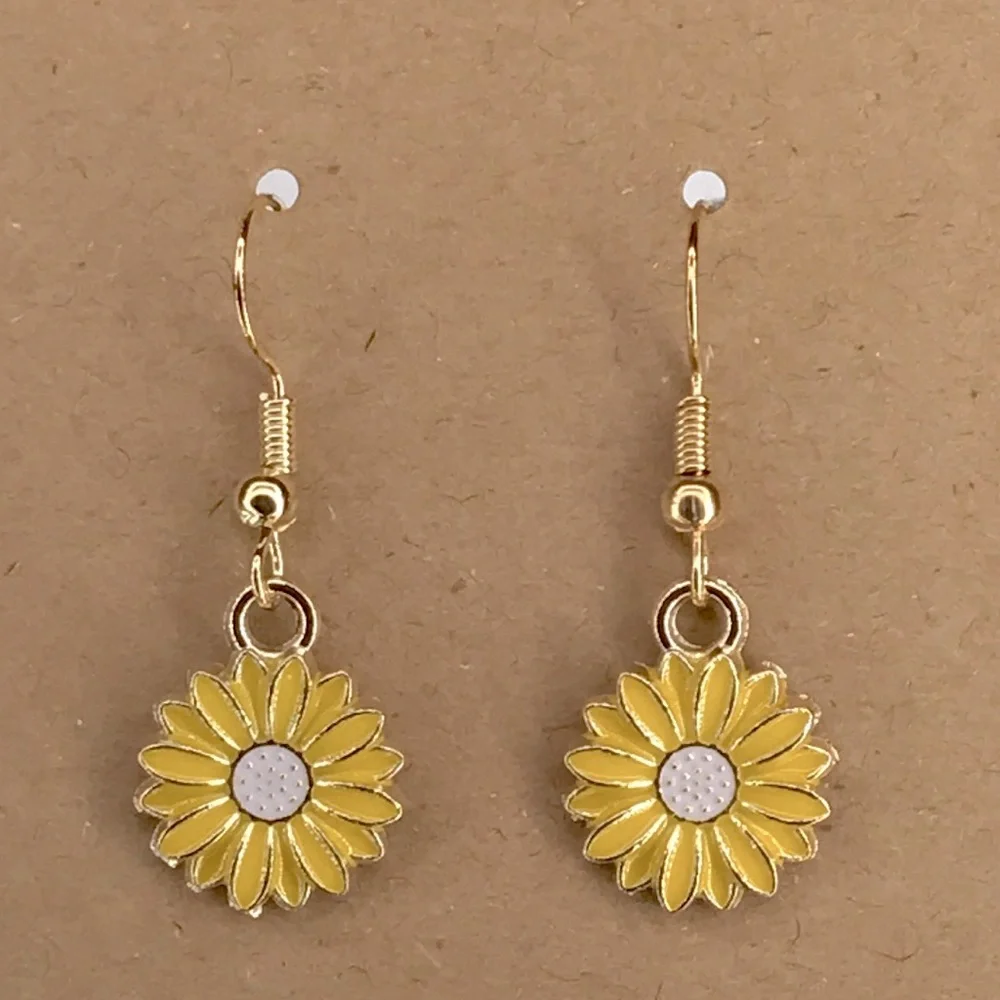 Gold and Yellow Daisy Earrings Fashion Jewelry